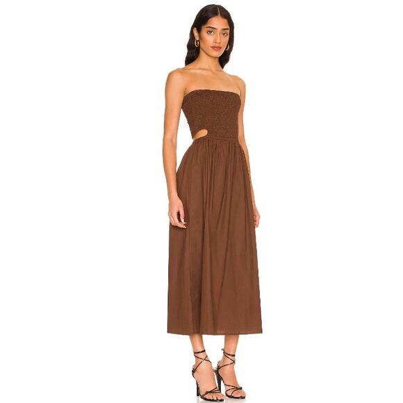 Faithfull the Brand Brown Midi Dress - Picture 3 of 13